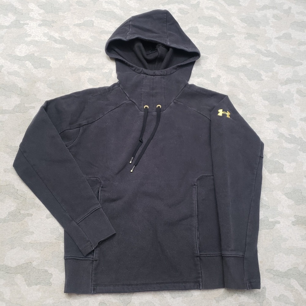 Under‎ Armour Sweatshirt Womens XS Black Loose Pullover Hooded Cowl Neck